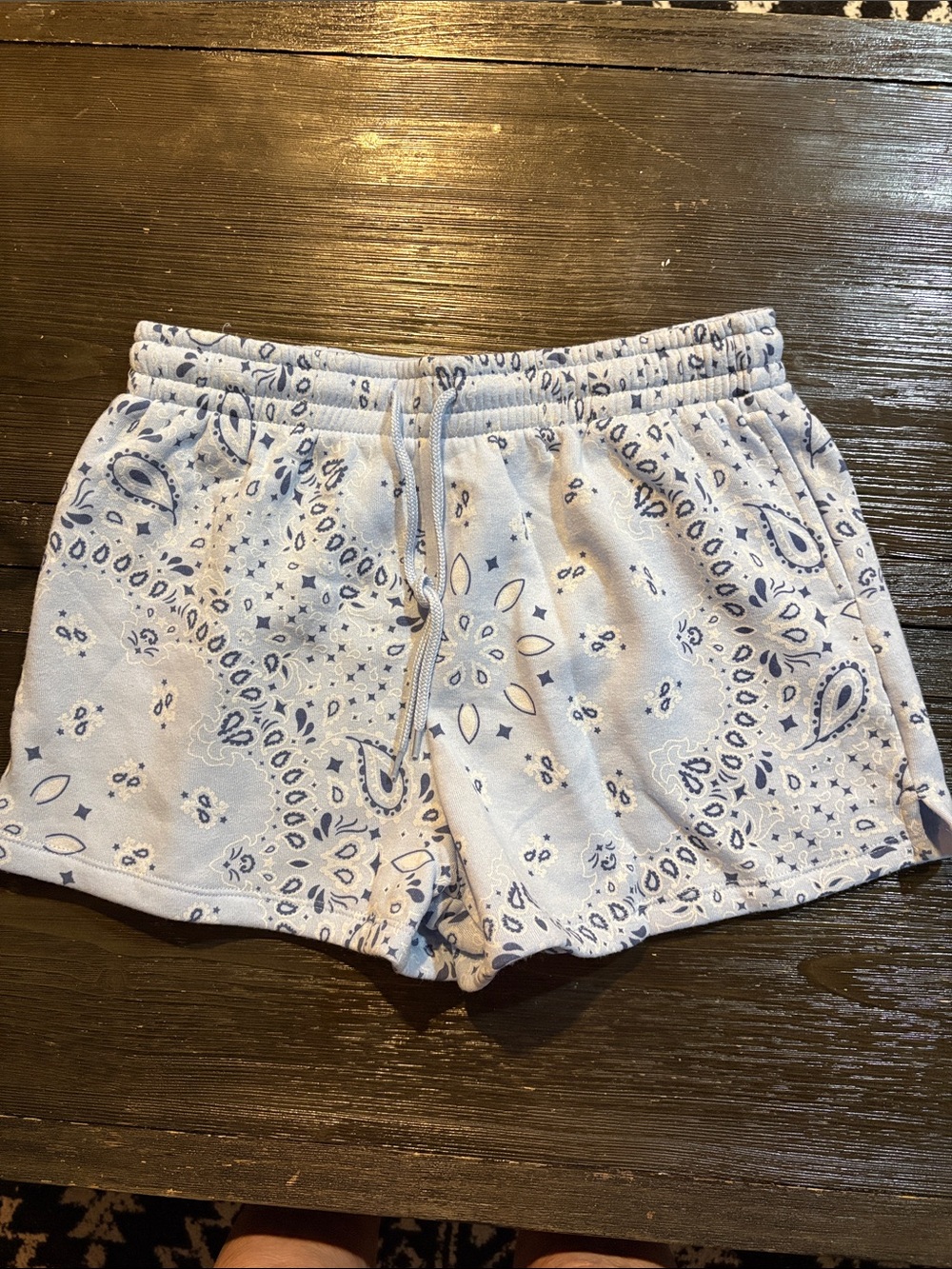 Mighty Fine Light Blue Paisley Athletic Shorts